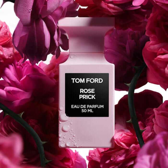 Tom Ford Rose Prick luxury perfume bottle with elegant rose scent packaging