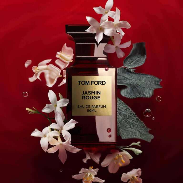 TOM FORD JASMINE ROUGE Eau de Parfum bottle with jasmine and floral notes packaging